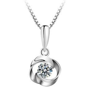 💎New 925 Sterling Silver Flower Pendant Necklace
